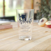 Afstuderen 2025 Script Navy Blue Gepersonaliseerd Glas