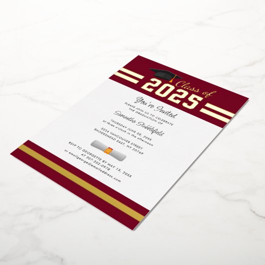 Afstuderen 2025 Senior Bourgogne Afstudeerder Part Folie Uitnodiging (Gedraaid)