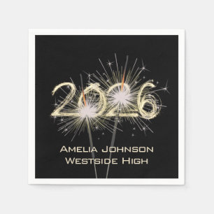 Afstuderen 2025 Sparklers op zwart Servet