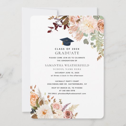 Afstuderen 2025 Waterverf Floral Afstudeerder Part Kaart (Voorkant)