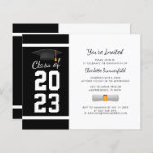 Afstuderen 2025 Zwart Wit Afstudeerder Uitnodiging (Voorkant / Achterkant)