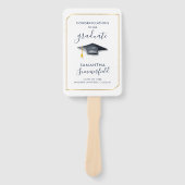 Afstuderen 2026 Foto Navy Blauwe Script Afstudeerf Handwaaier (Voorkant)