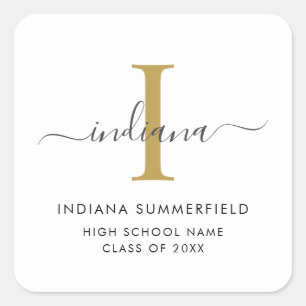 Afstuderen 2026 Monogram Script Grad Vierkante Sticker