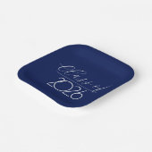 Afstuderen 2026 Navy Blauw en Wit Papieren Bordje (Gebogen)