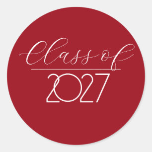 Afstuderen 2027 Rood en Wit Ronde Sticker