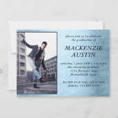 Afstuderen 2 Foto | Blauwe Faux Metallic Keepsake Kaart (Achterkant)