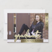 Afstuderen 2 foto | Gouden Script Elegant Afstudee Kaart (Voorkant)