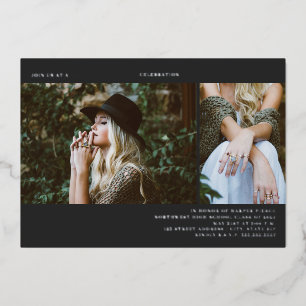 Afstuderen 2 Foto lijn Dark Grey Folie Uitnodiging