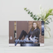 Afstuderen 2 foto | Navy Script Donkerblauw Keepsa Kaart (Staand voorkant)