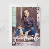 Afstuderen 2 foto | Roze Girly Hand-Letter Script Kaart (Voorkant)