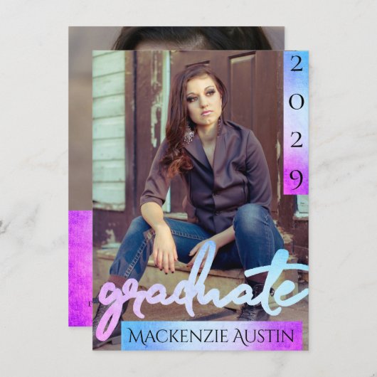 Afstuderen 2 foto | Script Zeemeermin Ombre Keepsa Kaart (Voorkant / Achterkant)