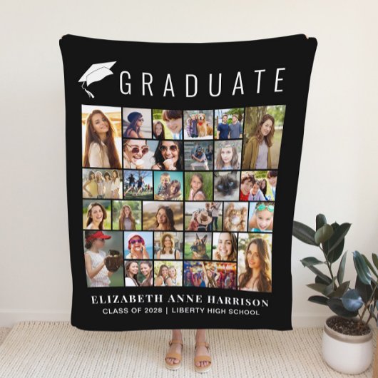 Afstuderen 30 Foto Collage Black Fleece Deken