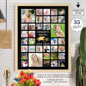 Afstuderen 35 Foto Collage Metallic Gold Black Poster