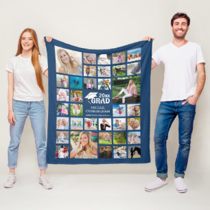 Afstuderen 35 Fotocollage Herdenkingsblauw Fleece Deken