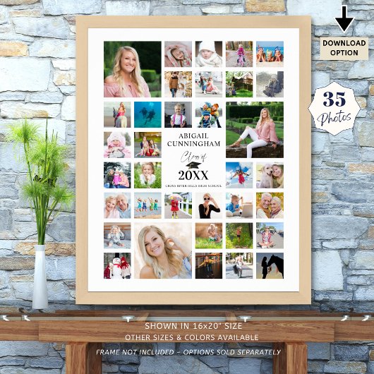 Afstuderen 35 Fotocollage-klasse Jaar wit Poster