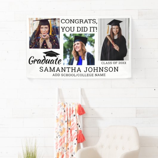 Afstuderen 3 Foto Congrats Afstudeerder 2025 Zwart Spandoek (Insitu)