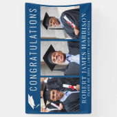 Afstuderen 3 Foto gefeliciteerd blauw Spandoek (Verticaal)