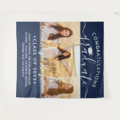 Afstuderen 3 Fotocollage Navy Blue Achtergrond Wandkleed (Voorkant (horizontaal))