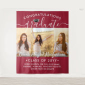 Afstuderen 3 Fotocollage Rood en Wit Achtergrond Wandkleed (Voorkant)