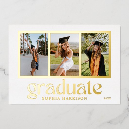 Afstuderen 3 Foto's Afstuderen Aankondiging Kaart (Voorkant)