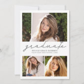 Afstuderen 3-Photo Collage Easy DIY Moderne Script Aankondiging (Voorkant)