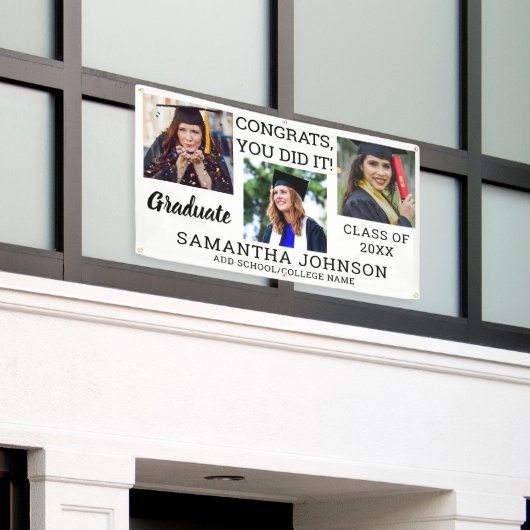 Afstuderen 3 Photo Congrats Afstuderen 2023 White Spandoek (Buitenkant Gebouw)