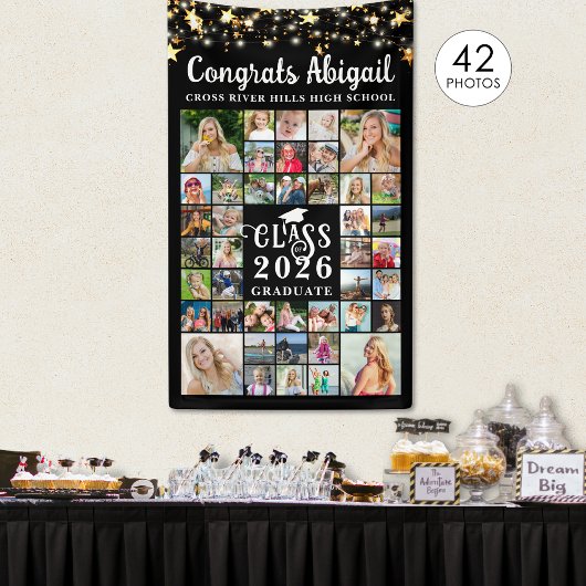 Afstuderen 42 jaar Photo Collage Script-klasse Spandoek
