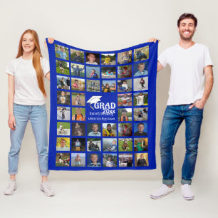 Afstuderen 44 Foto Collage   Naam en school Fleece Deken