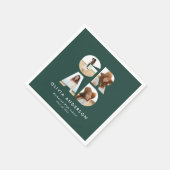 Afstuderen 4 foto modern gepersonaliseerd groen servet (Hoek)