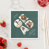 Afstuderen 4 foto modern gepersonaliseerd groen servet (Insitu)
