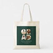 Afstuderen 4 foto modern gepersonaliseerd groen tote bag (Achterkant)