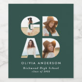 Afstuderen 4 foto modern gepersonaliseerd groen wijn etiket (Enkel label)