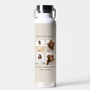 Afstuderen 4 foto modern gepersonaliseerd natuurli waterfles
