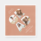 Afstuderen 4 foto modern gepersonaliseerd perziken servet (Voorkant)