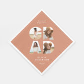 Afstuderen 4 foto modern gepersonaliseerd perziken servet (Hoek)