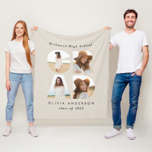 Afstuderen 4 foto modern gepersonaliseerd zwart wi fleece deken