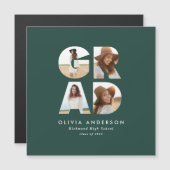 Afstuderen 4 foto moderne aankondiging groen (Voorkant / Achterkant)