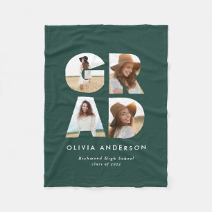 Afstuderen 4 foto moderne gepersonaliseerde groene fleece deken