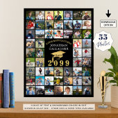 Afstuderen 55 Fotocollage Zwart Goud Pet Poster