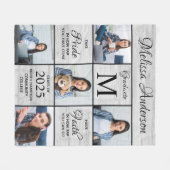 Afstuderen 5 Foto Collage Gray Rustic Afstuderen Fleece Deken (Voorkant (Horizontaal))