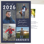 Afstuderen 5 Foto Handgeschreven naam Navy Blue Aankondiging