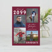 Afstuderen 5 Foto met handgeschreven Bourgogne Mar Aankondiging (Staand voorkant)