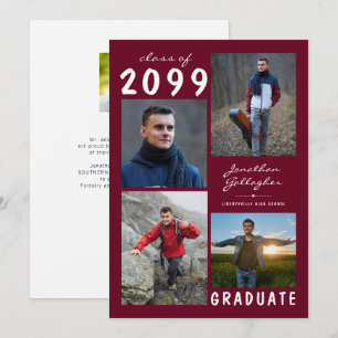 Afstuderen 5 Foto met handgeschreven Bourgogne Mar Aankondiging