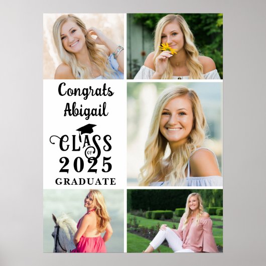 Afstuderen 5 Fotocollage Klasse Jaar Typografie Poster (Voorkant)