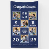 Afstuderen Aangepast fotocollage marineblauw Spandoek (Verticaal)