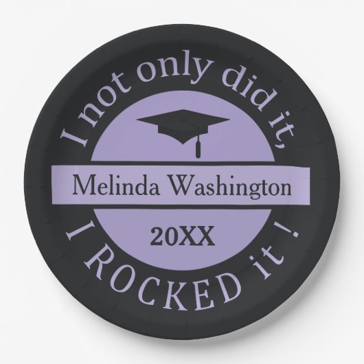 Afstuderen aangepaste naam & jaar papier borden papieren bordje (Voorkant)
