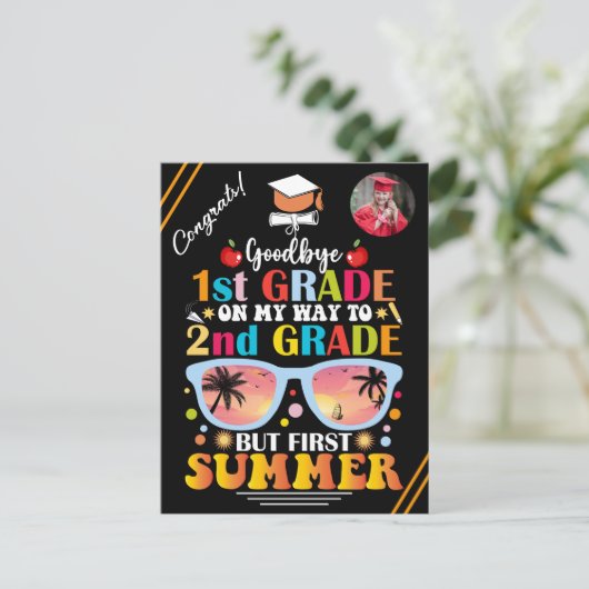 Afstuderen Aangepaste Tekst & Afbeelding 1e Grade  Aankondigingskaart (Staand voorkant)