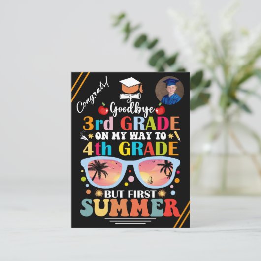 Afstuderen Aangepaste Tekst & Afbeelding 3e Grade  Aankondigingskaart (Staand voorkant)