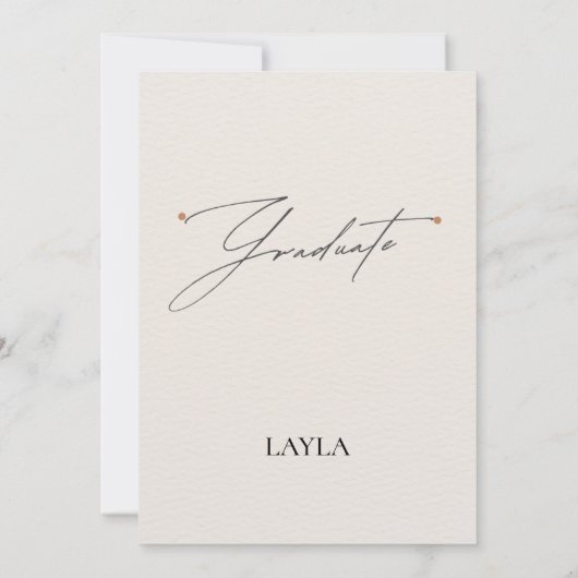 Afstuderen aankondiging: 1 foto, crème kleur kaart (Achterkant)