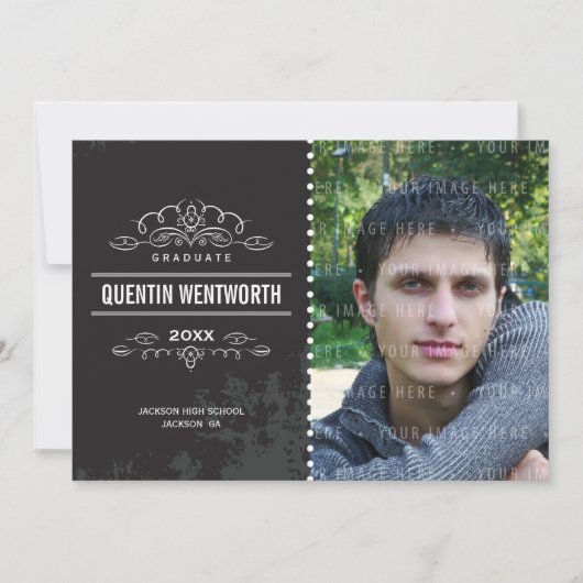 AFSTUDEREN AANKONDIGING cool grunge  zwart (Voorkant)